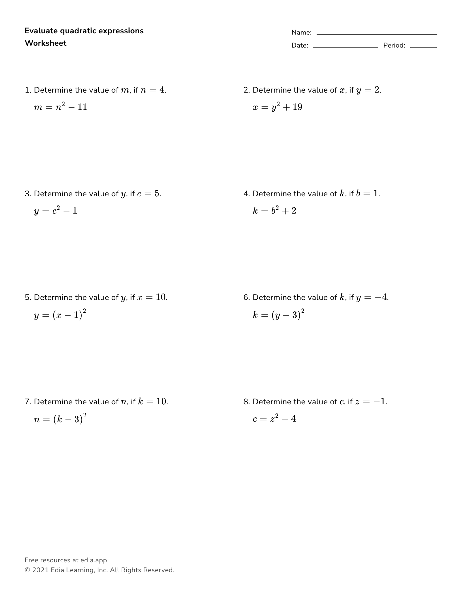 Edia  Free math homework in minutes Regarding Algebra 1 Review Worksheet