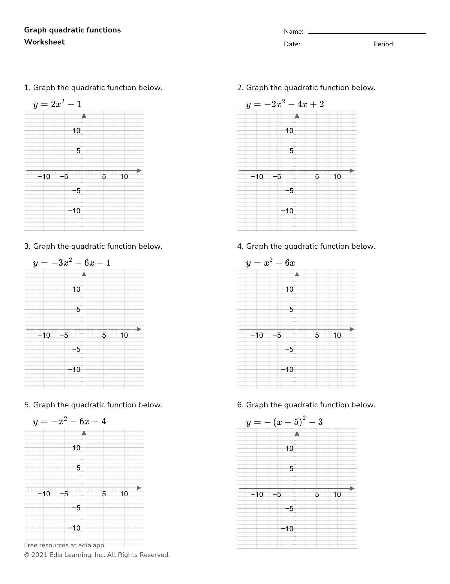 Quadratic Function Worksheets Fill Online Printable Fillable Blank