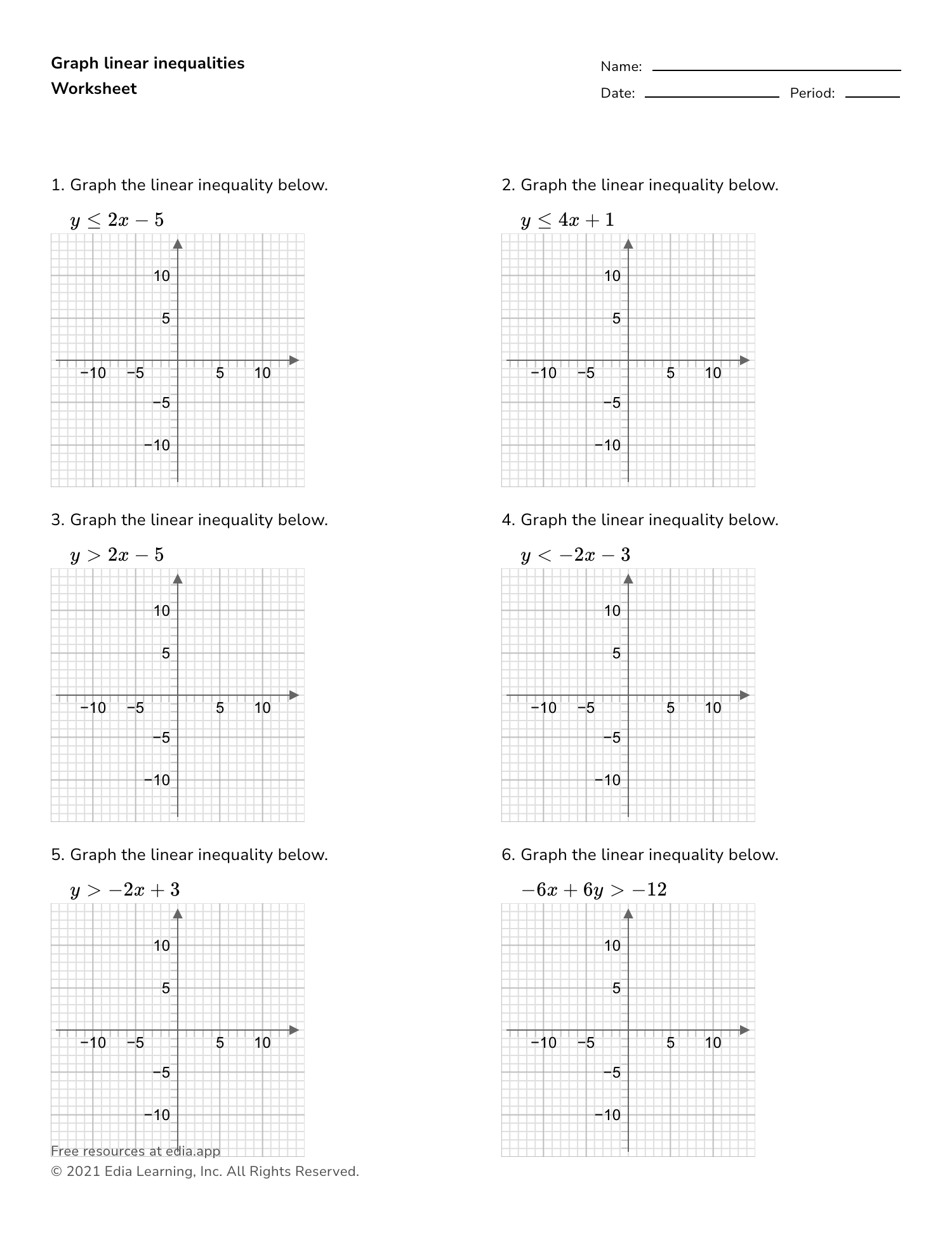 Graph Linear Inequalities - Worksheet In Graphing Linear Inequalities Worksheet