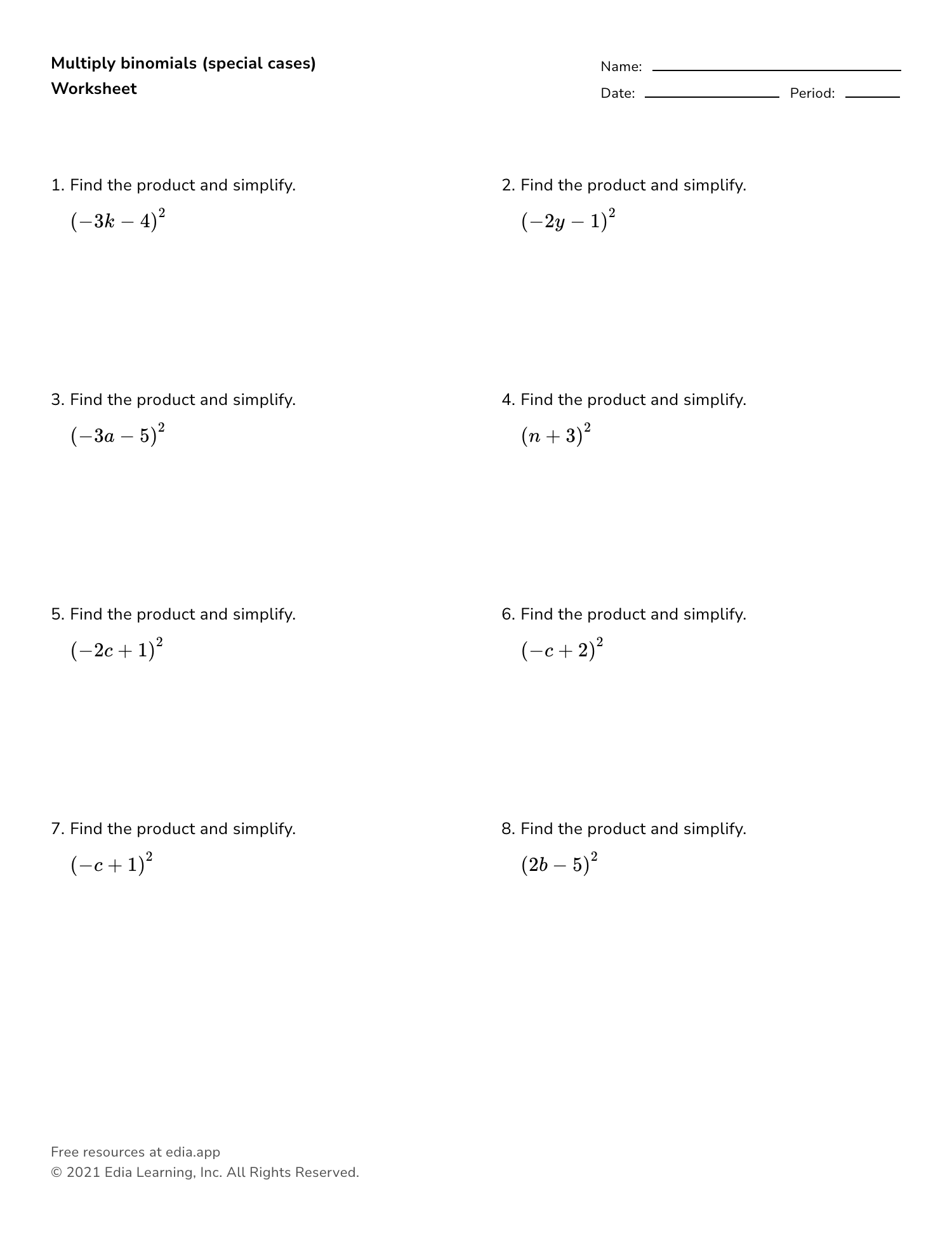 43 Products Of Binomials Worksheet Worksheet Master