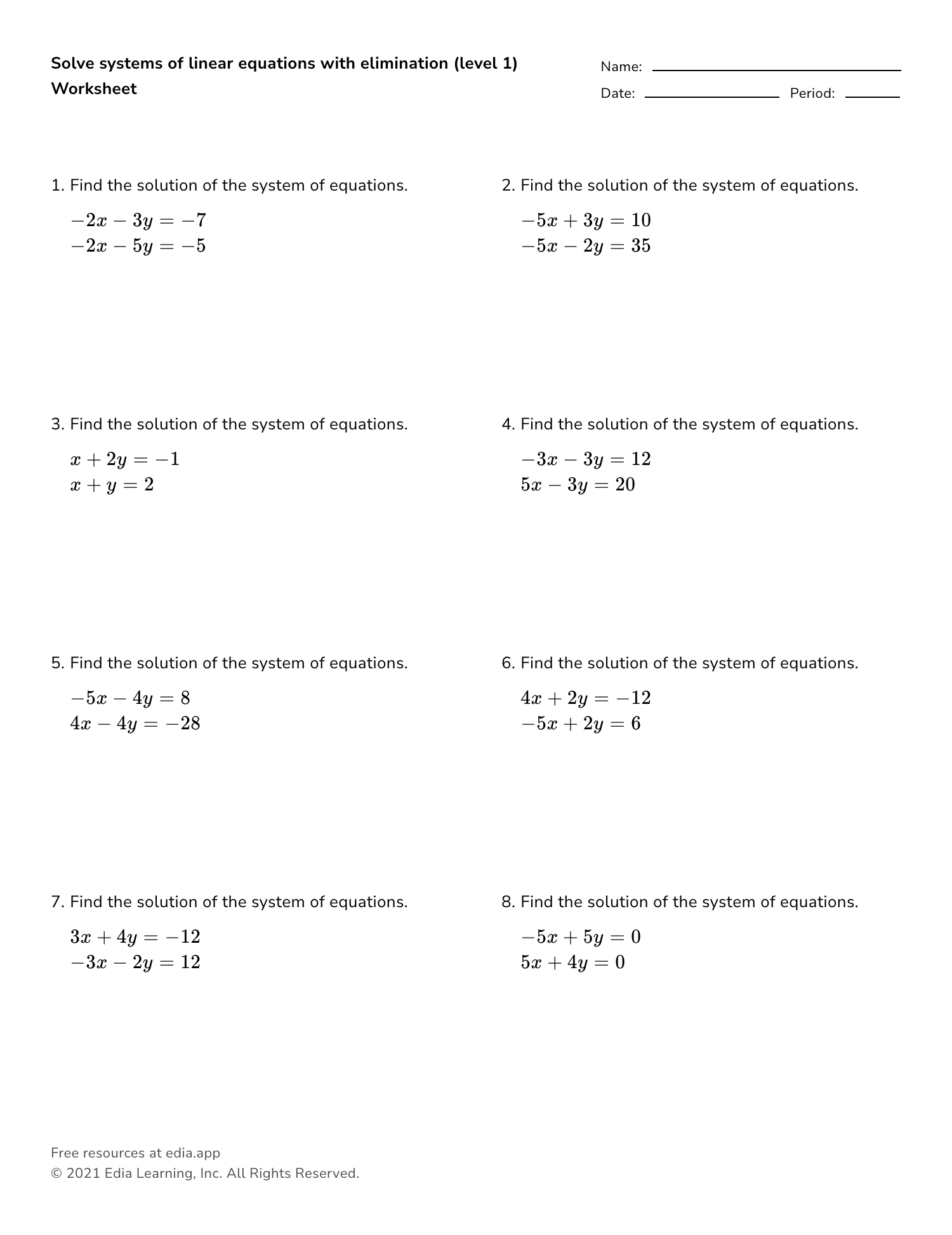 solve-by-elimination-worksheet