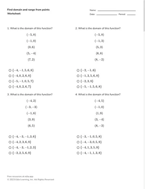 Find domain and range from points worksheet preview