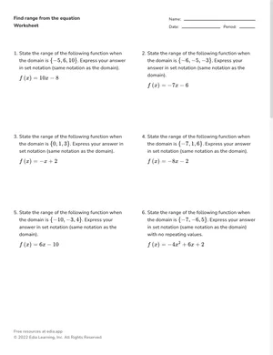 Find range from equations and restricted domains worksheet preview