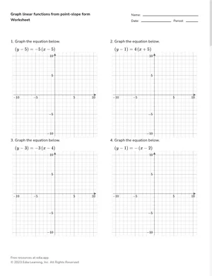 Graph linear functions from point-slope form worksheet preview