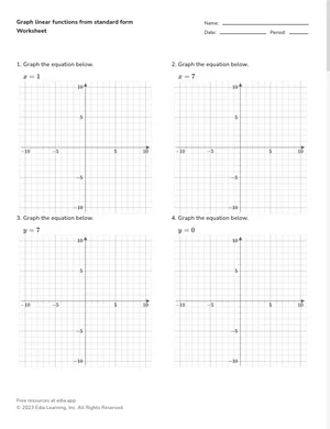 Graph linear functions from standard form worksheet preview