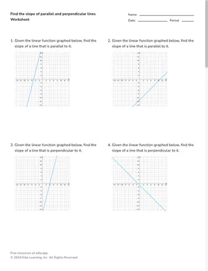 Find the slope of parallel and perpendicular lines worksheet preview