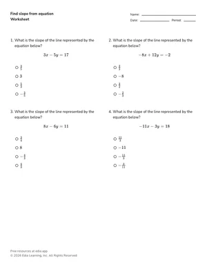 Find slope from equation worksheet preview
