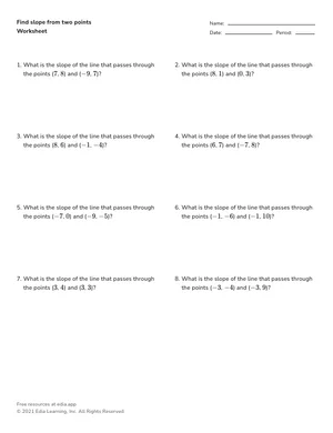 Find slope from two points worksheet preview