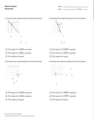Use slope triangles to find rise and run worksheet preview