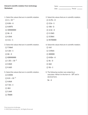 Interpret scientific notation on technology displays worksheet preview