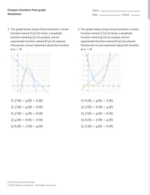 Compare functions from graph worksheet preview