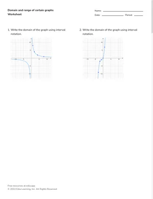 Domain and range of certain graphs worksheet preview