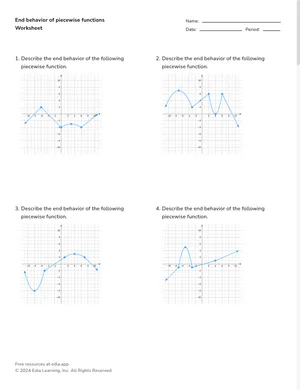 End behavior of piecewise functions worksheet preview
