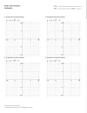 Graph cubic functions worksheet preview