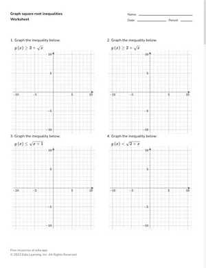 Graph square root inequalities worksheet preview