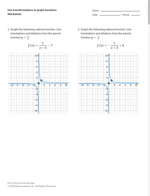 Use transformations to graph functions worksheet preview