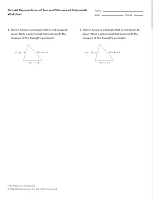 Pictorial Representation of Sum and Difference of Polynomials worksheet preview