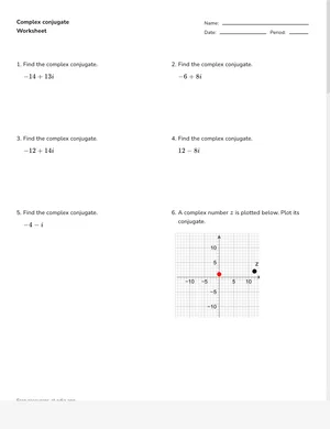 Identify complex conjugates worksheet preview