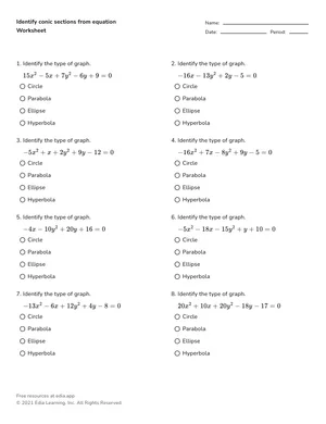 Classify conics worksheet preview