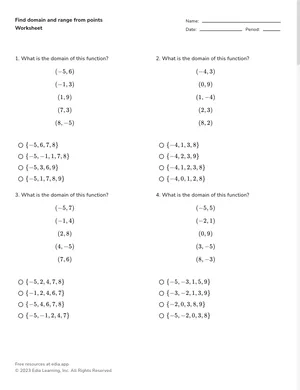Find domain and range from points worksheet preview