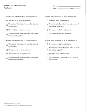 Define e and estimate its value worksheet preview