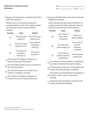 Model with composite functions worksheet preview