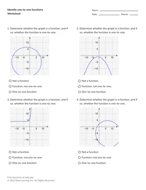 Identify one-to-one functions worksheet preview