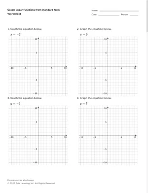 Graph linear functions from standard form worksheet preview