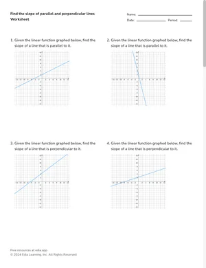 Find the slope of parallel and perpendicular lines worksheet preview