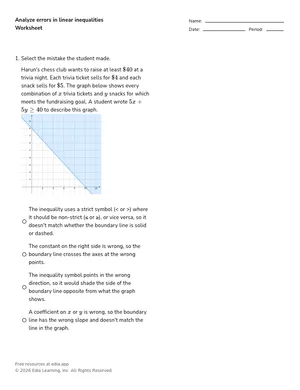 Analyze errors in linear inequalities worksheet preview