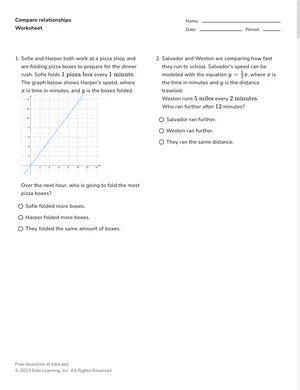 Compare proportional and linear relationships worksheet preview