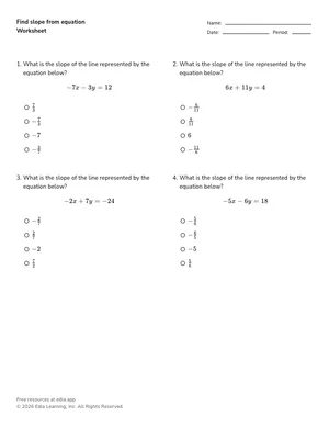Find slope from equation worksheet preview