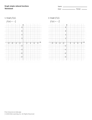 Graph simple rational functions worksheet preview