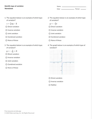 Identify type of variation worksheet preview