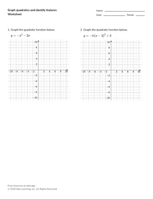 Graph quadratic functions worksheet preview