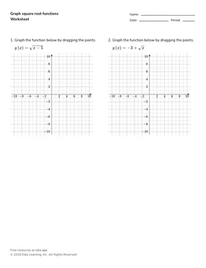 Graph square root functions worksheet preview