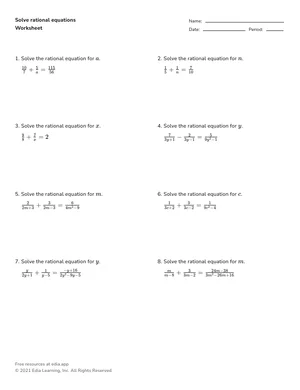 Solve rational equations worksheet preview