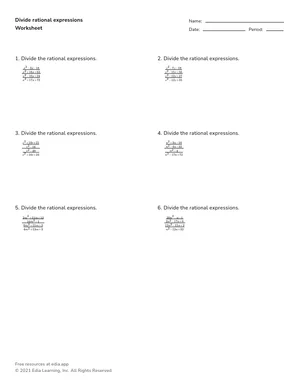 Divide rational expressions worksheet preview