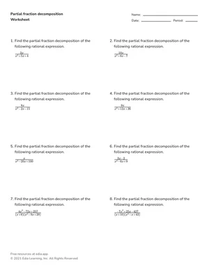 Partial fraction decomposition worksheet preview