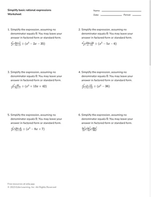 Simplify basic rational expressions worksheet preview