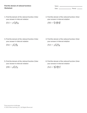 Find the domain of rational functions worksheet preview