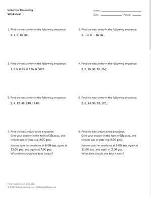 Apply inductive reasoning worksheet preview