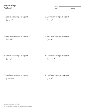 Pascal's Triangle worksheet preview