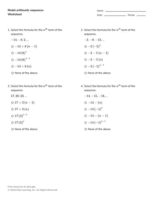 Select formula for sequence worksheet preview