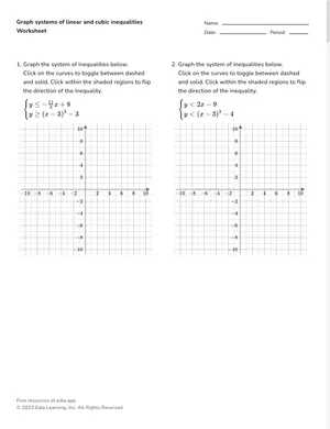Graph systems of linear and cubic inequalities worksheet preview