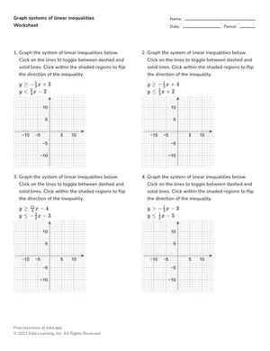 Graph systems of linear inequalities worksheet preview