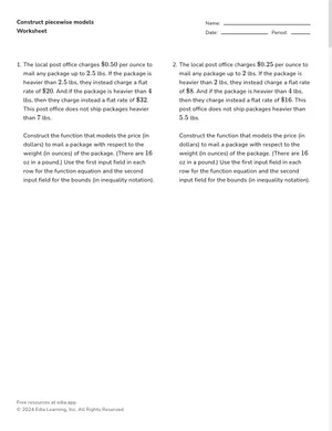 Construct piecewise models worksheet preview