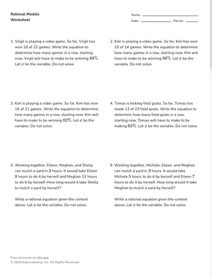 Construct rational models worksheet preview