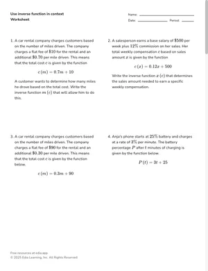Use inverse function in context worksheet preview