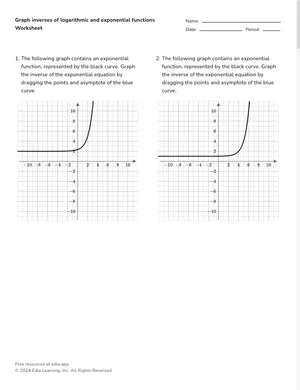 Graph inverses of logarithmic and exponential functions worksheet preview